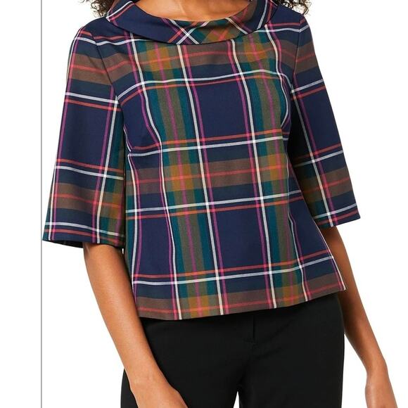 Trina Turk Multicolor Plaid Blouse - Picture 1 of 8